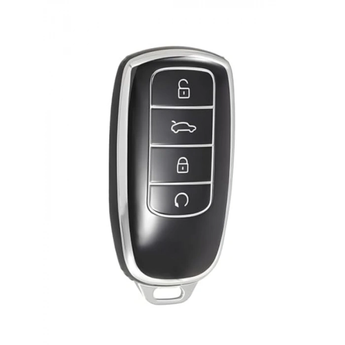 Chery Araçları için Siyah-Gümüş Anahtar Koruma Kılıfı