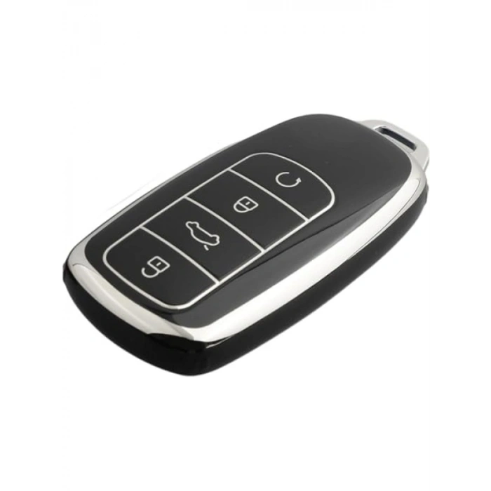 Chery Araçları için Siyah-Gümüş Anahtar Koruma Kılıfı