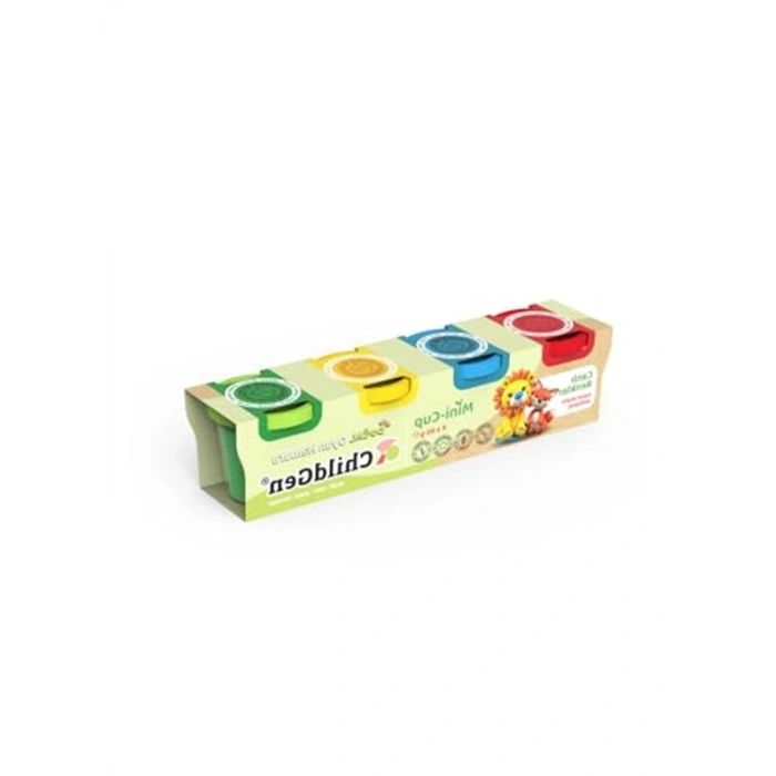 ChildGen Doğal Oyun Hamuru - Mini-Cup Tilki ve Aslan 4x65gr (Ana Renkler)