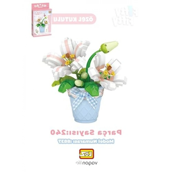 Çiçek Buketi Saksılı Zambak Figürü, 240 Parça, LOZ Micro Block