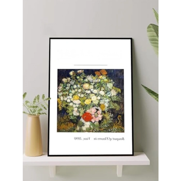 Çiçek Desenli Sanatsal Tablo - Çerçeveli Poster