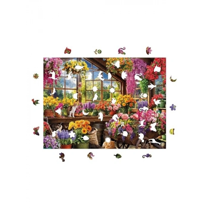 Çiçek Serası Temalı Ahşap Puzzle, 450 Parça Eğlenceli Oyun