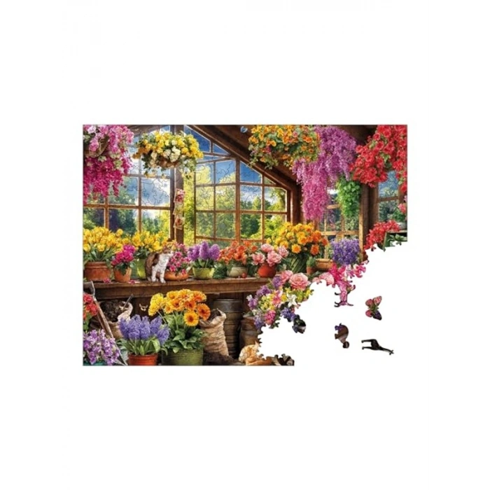 Çiçek Serası Temalı Ahşap Puzzle, 450 Parça Eğlenceli Oyun