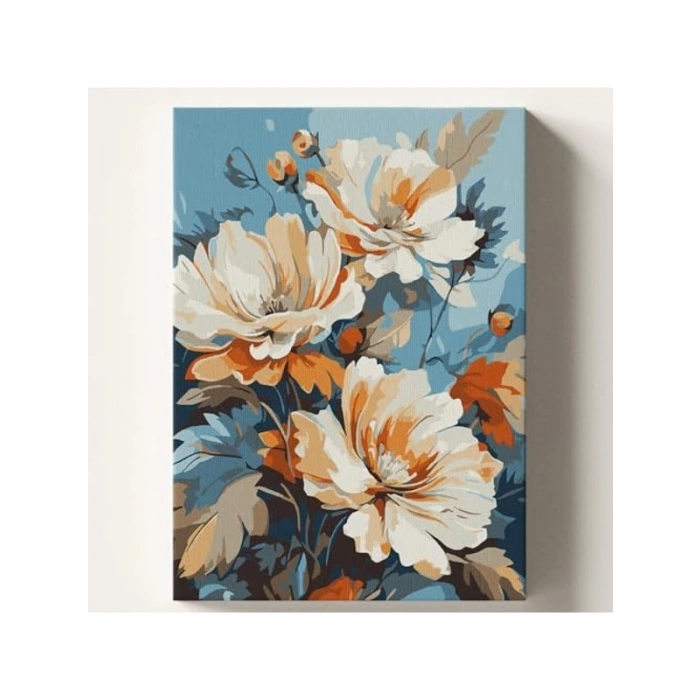 Çiçek Temalı Sayılarla Boyama Seti, 50x70 cm Tuval