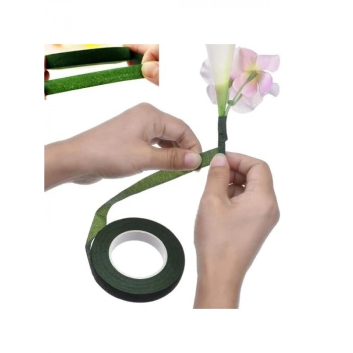 Çiçekçi Bandı Yeşil Renk Yapay Çiçek Latex Köpük Çiçek Sapı Sarma Yeşil Bant 30metre
