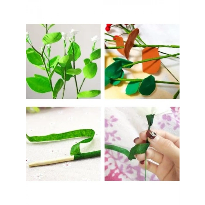 Çiçekçi Bandı Yeşil Renk Yapay Çiçek Latex Köpük Çiçek Sapı Sarma Yeşil Bant 30metre