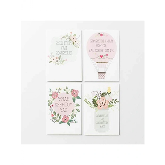 Çiçekli Kutulu 24 Çeşit Anneler Günü Kartı