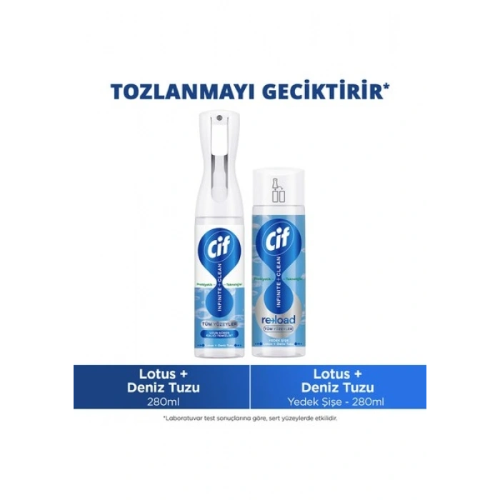 Cif Infinite Clean Sprey + Yedek Şişe Lotus ve Deniz Tuzu ( 280ML +280 Ml)