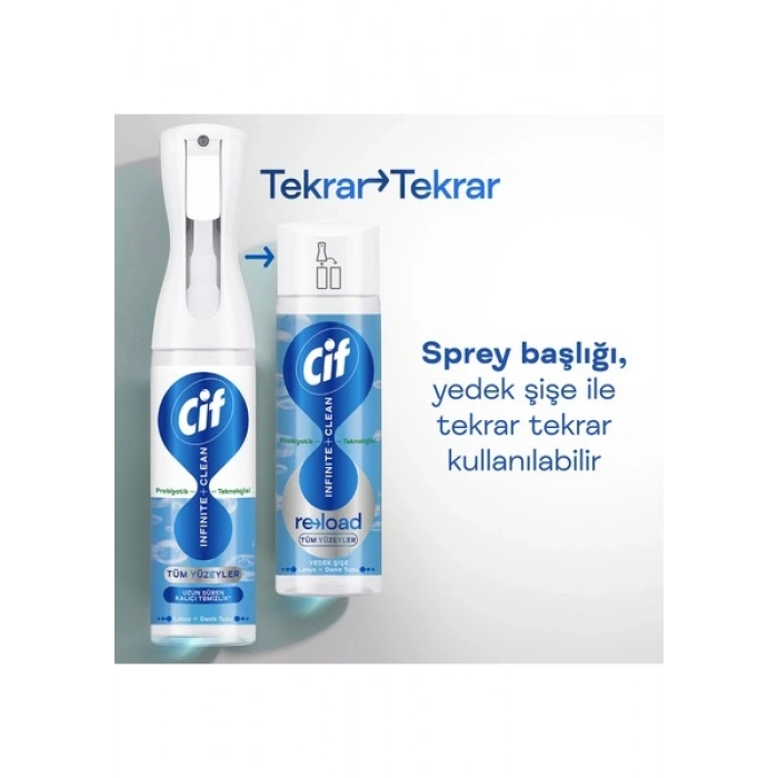 Cif Infinite Clean Sprey + Yedek Şişe Lotus ve Deniz Tuzu ( 280ML +280 Ml)