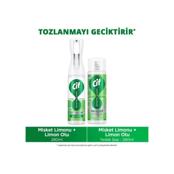 Cif Infinite Clean Sprey + Yedek Şişe Misket Limonu ve Limon Otu ( 280ML +280 Ml)