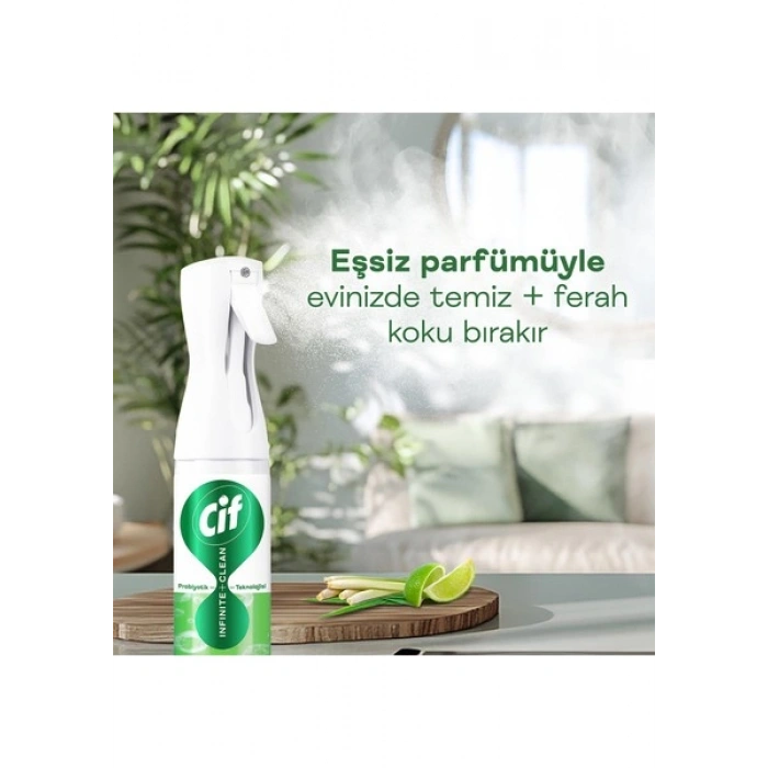 Cif Infinite Clean Sprey + Yedek Şişe Misket Limonu ve Limon Otu ( 280ML +280 Ml)