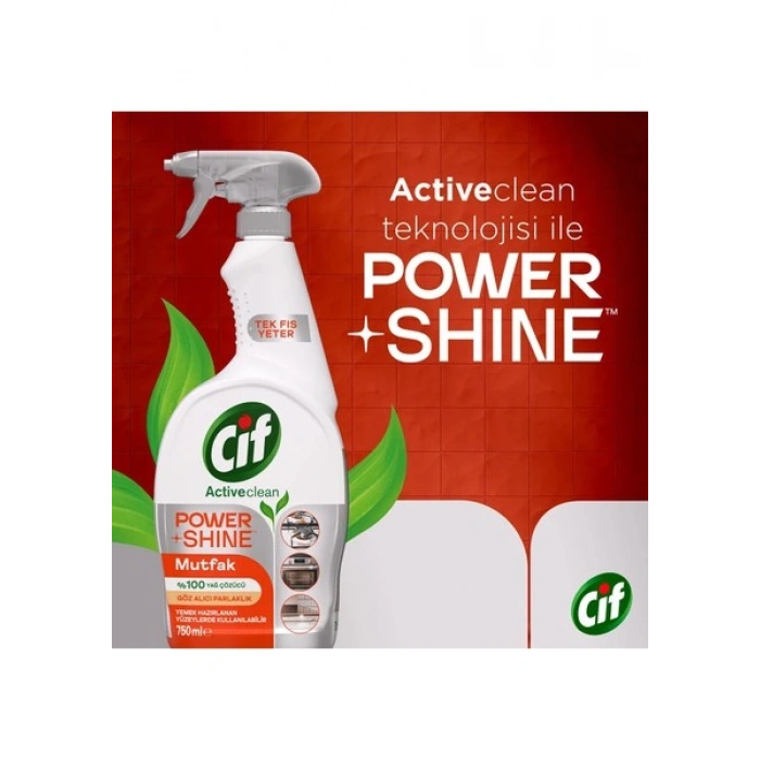 Cif Power & Shine Sprey Mutfak İçin Temizleyici ve Yağ Çözücü 750 ML