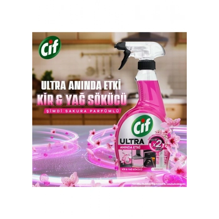 Cif Ultra Sprey Sakura Parfümlü Kir ve Yağ Sökücü 1000 ml