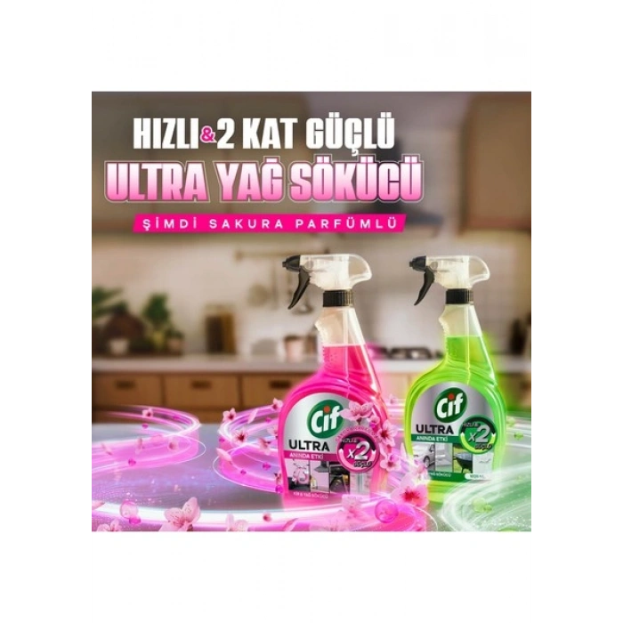 Cif Ultra Sprey Sakura Parfümlü Kir ve Yağ Sökücü 1000 ml