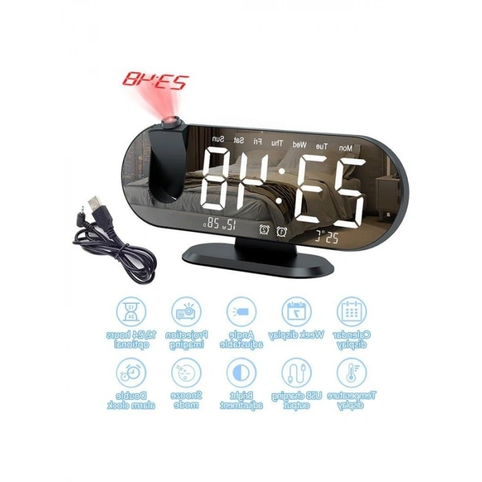 Çift Alarm Dereceli LED Masa Saati, Pratik Kullanım için