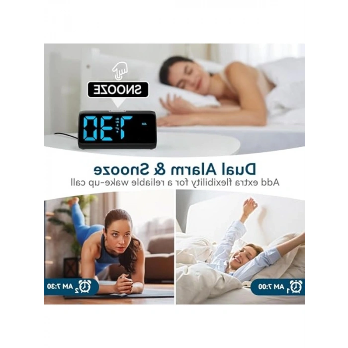 Çift alarm fonksiyonlu yüksek sesli çalar saat, LED ekran