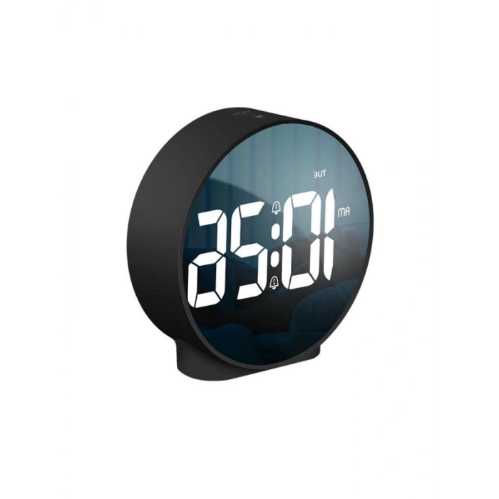 Çift Alarmlı LED Touch Snooze Masa Saati - Siyah