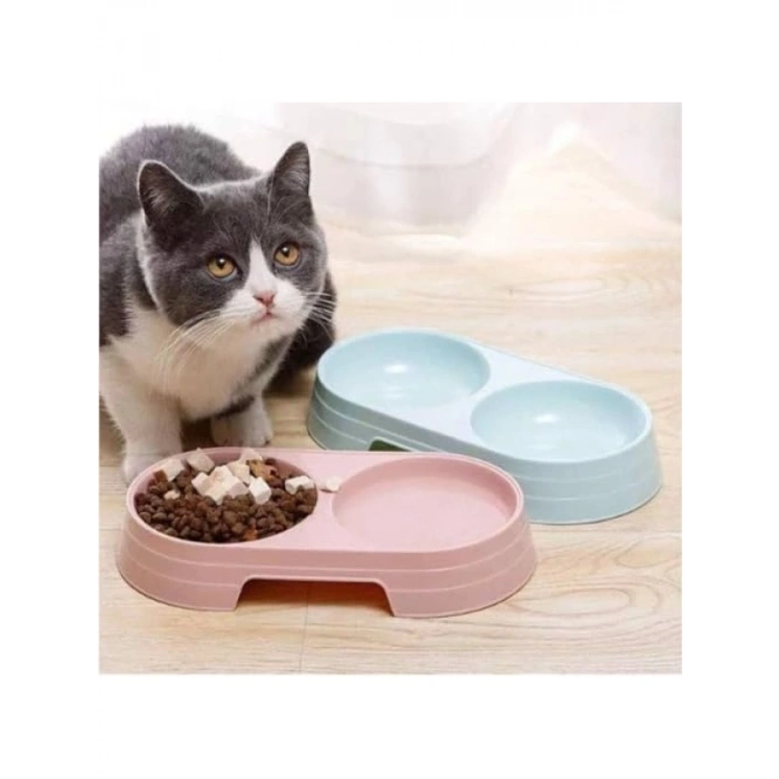 Çift Bölmeli Evcil Hayvan Mama Kabı - Pratik Tasarım