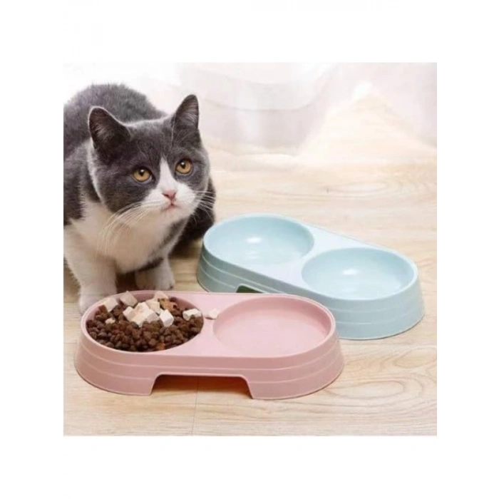 Çift Bölmeli Evcil Hayvan Mama ve Su Kabı