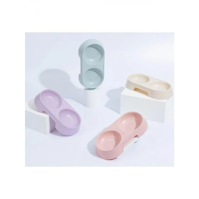 Çift Bölmeli Evcil Hayvan Mama ve Su Kabı