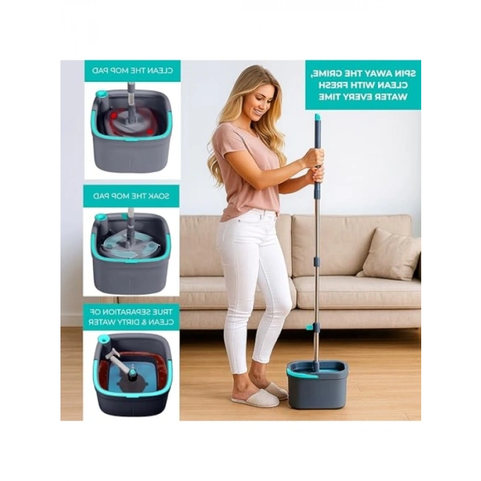 Çift Bölmeli Paspas ve Kova Sistemi, 2 Kalın Yıkanabilir Ped