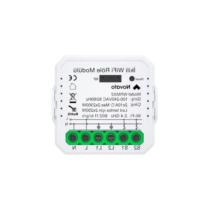 Çift Çıkışlı Akıllı Anahtar Modülü, 2x10A - 220V Röle ile Google Asistan Uyumlu