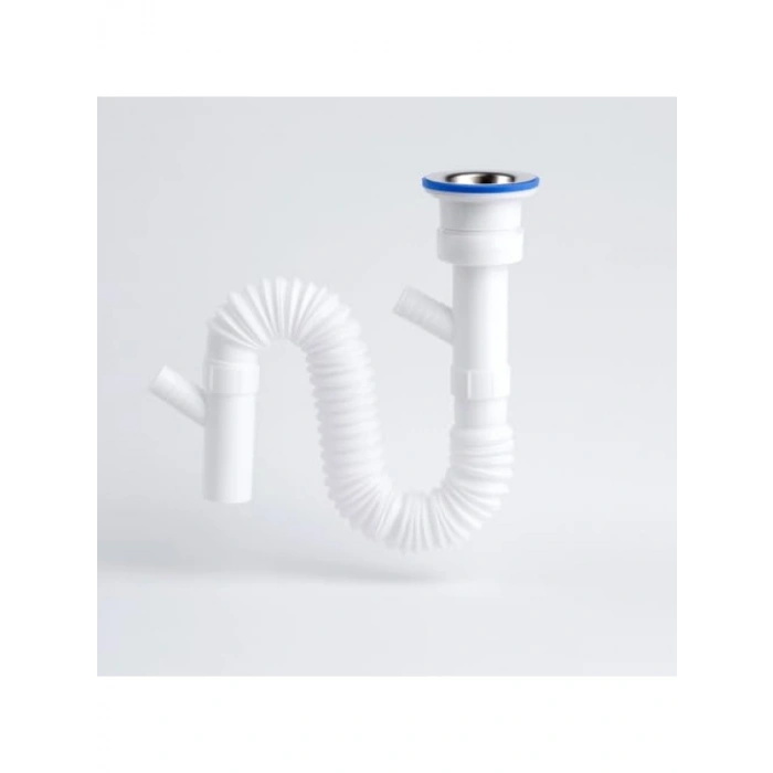 Çift Çıkışlı Körüklü Lavabo Sifonu - Koku Yapmaz