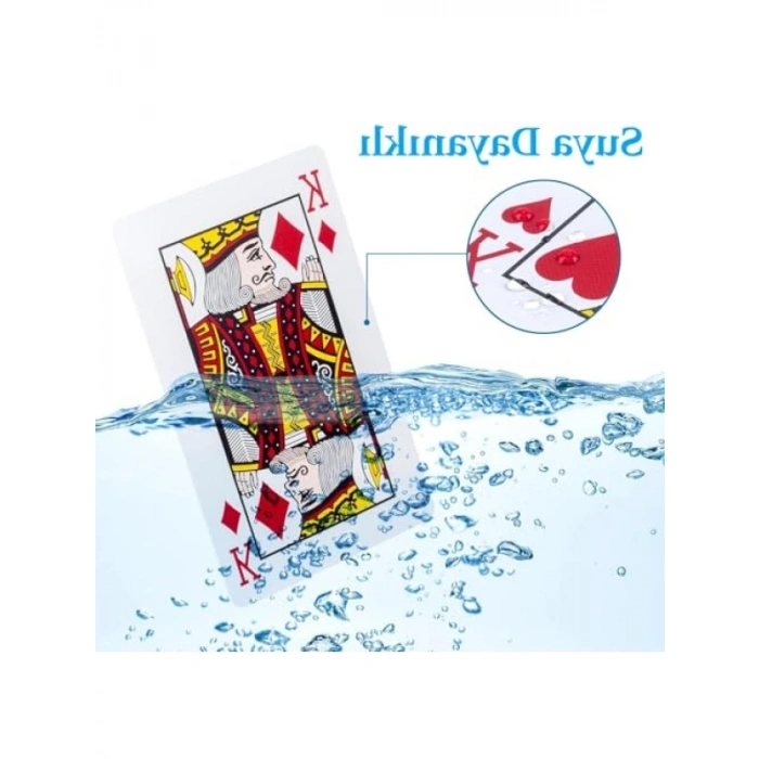 Çift Deste Plastik Iskambil Oyun Kağıdı - Kırmızı ve Mavi