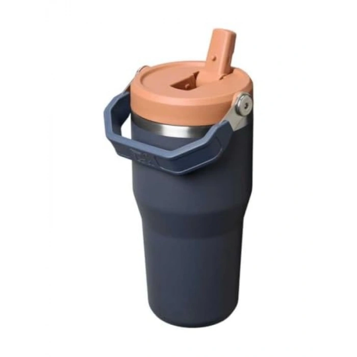 Çift Duvarlı Yalıtımlı Pipetli Termos Bardak, Lacivert, 0.60 Litre