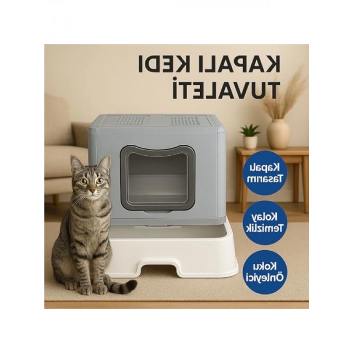 Çift Filtreli Katlanabilir Kedi Tuvaleti - Koku Emici