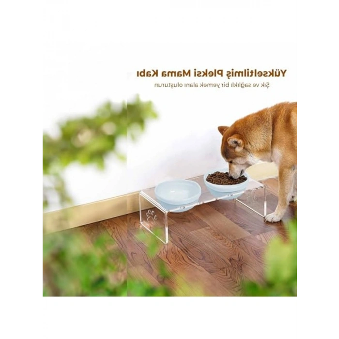 Çift Hazneli Seramik Mama ve Su Kabı ile Paspas Seti