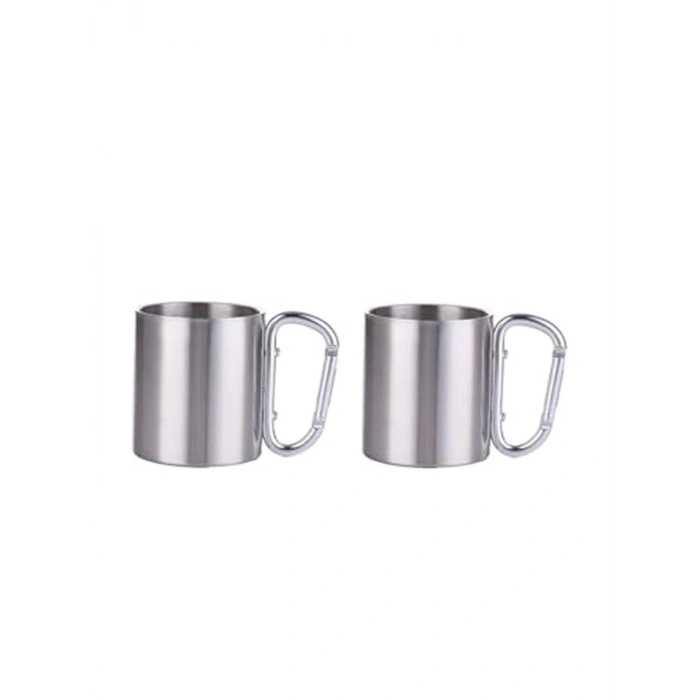 Çift Kat Çelik Kamp Bardağı, 180 ml Kapasiteli, 2 Adet