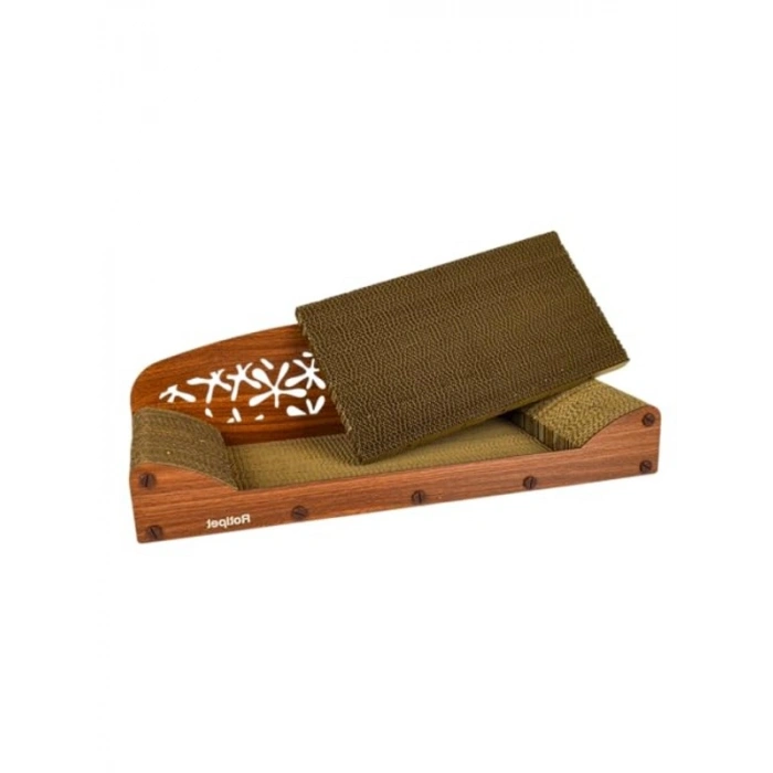 Çift katlı karton kedi tırmalama koltuğu, 68x25x20 cm, ceviz