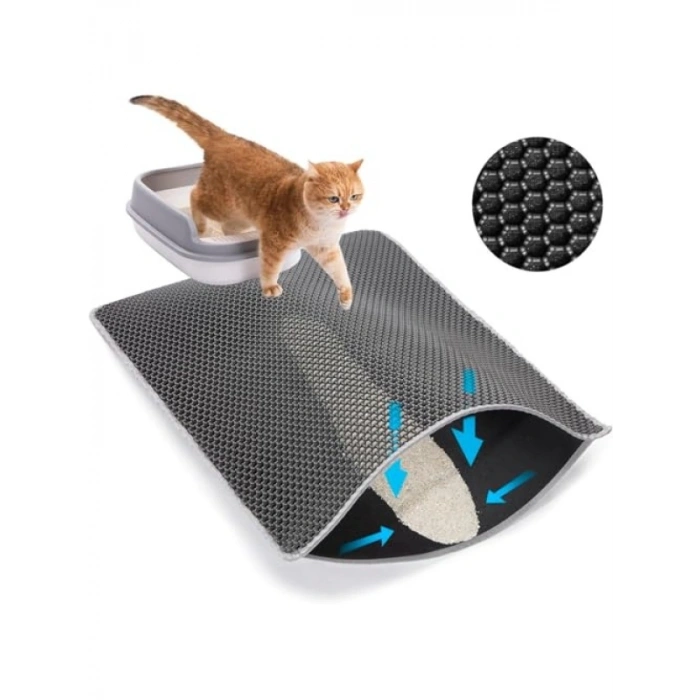 Çift Katmanlı Elekli Kedi Tuvalet Önü Paspası, 59×41 cm