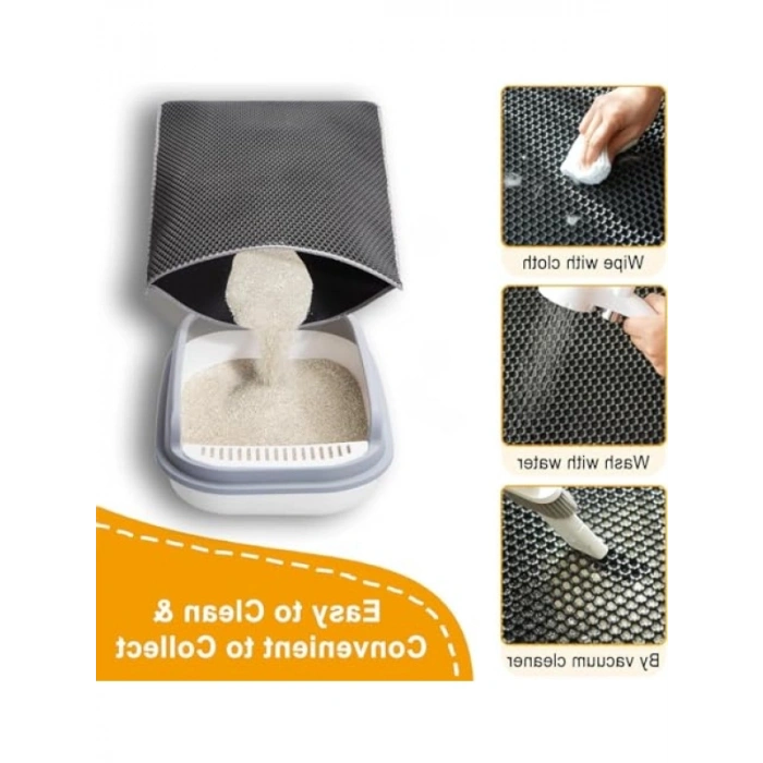 Çift Katmanlı Elekli Kedi Tuvalet Önü Paspası, 59×41 cm