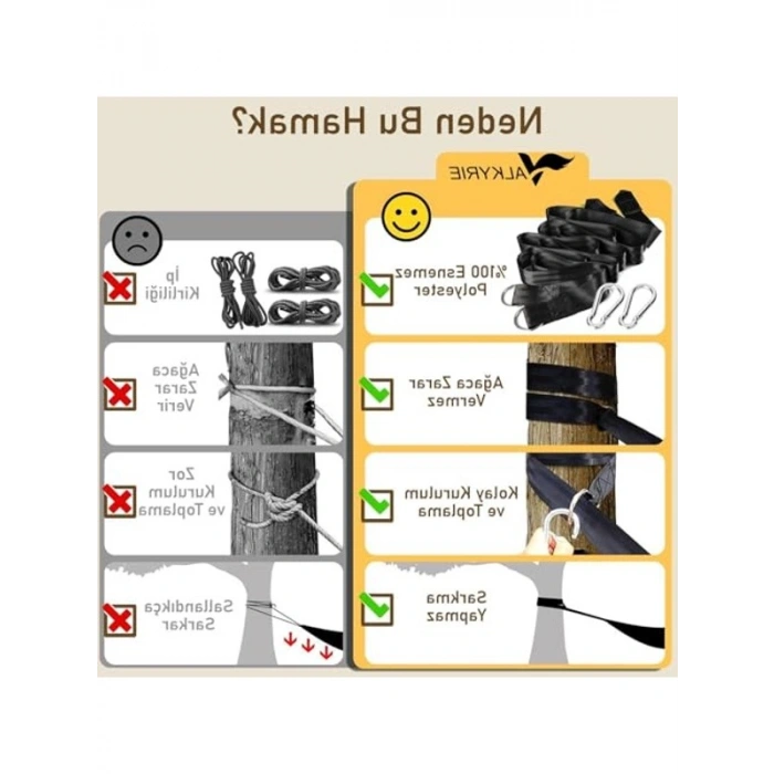 Çift Kişilik Kanvas Hamak, Kolay Kurulum ve Taşıma