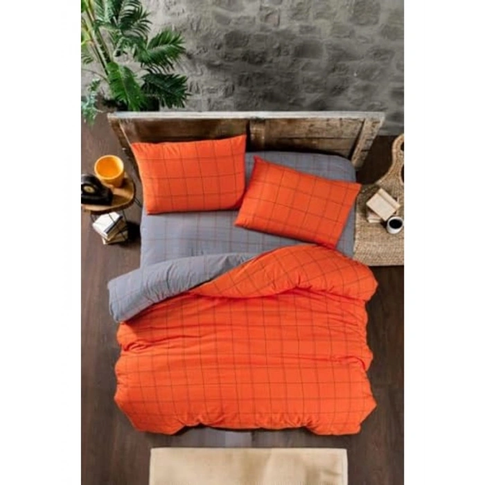 Çift Kişilik Nevresim Takımı, 4 Parça, 200x220 cm, Oranj Renk