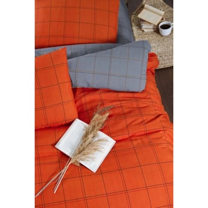 Çift Kişilik Nevresim Takımı, 4 Parça, 200x220 cm, Oranj Renk