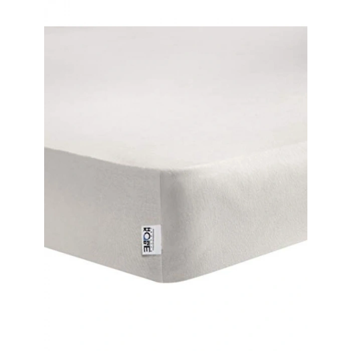 Çift Kişilik Pamuk-Elastan Lastikli Çarşaf - Krem Renk, 230 g/m²