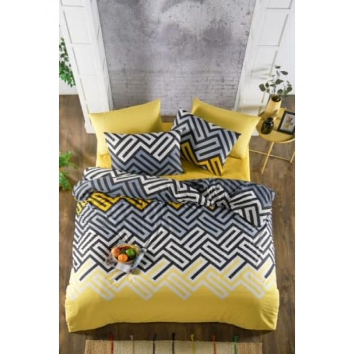 Çift Kişilik Ranforce Nevresim Takımı - Geometrik Tasarım