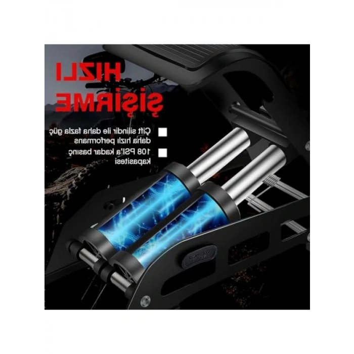 Çift Pistonlu Dokunmatik Basınç Göstergeli Ayak Pompası, 108 PSI