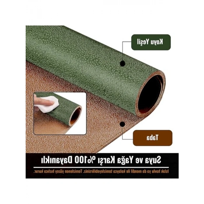 Çift Renkli 80x40 cm Dikişli PU Deri Masa Matı, Kaymaz Tabanlı Mousepad