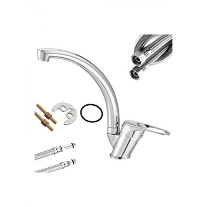 Çift Su Girişli Banyo Lavabo Musluğu - Krom Kaplama, Duvar Montajı