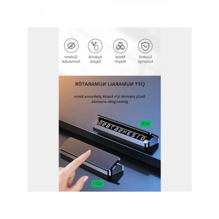 Çift Taraflı Alüminyum Araç Park Numaratörü - Gizlenebilir Tasarım