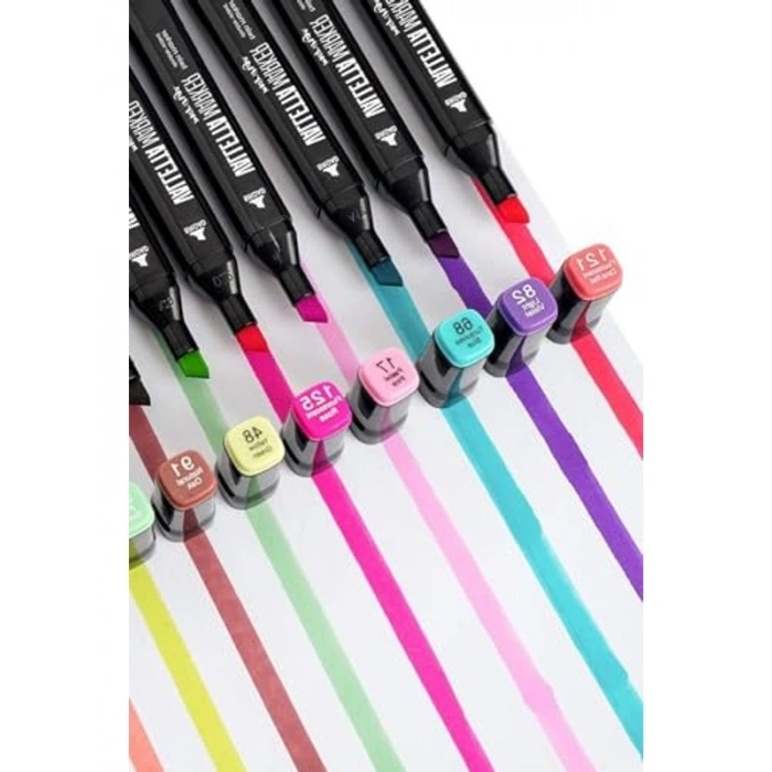 Çift Taraflı Art Marker Keçeli Kalem Seti, 80li ve Çantalı
