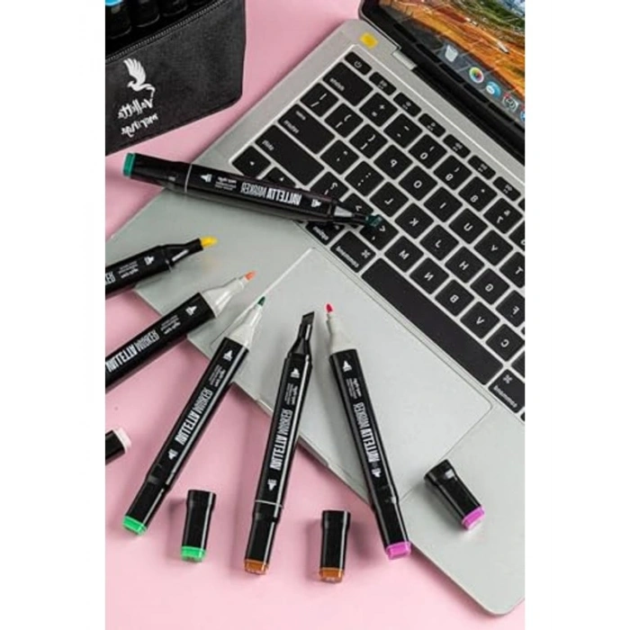 Çift Taraflı Art Marker Keçeli Kalem Seti, 80li ve Çantalı