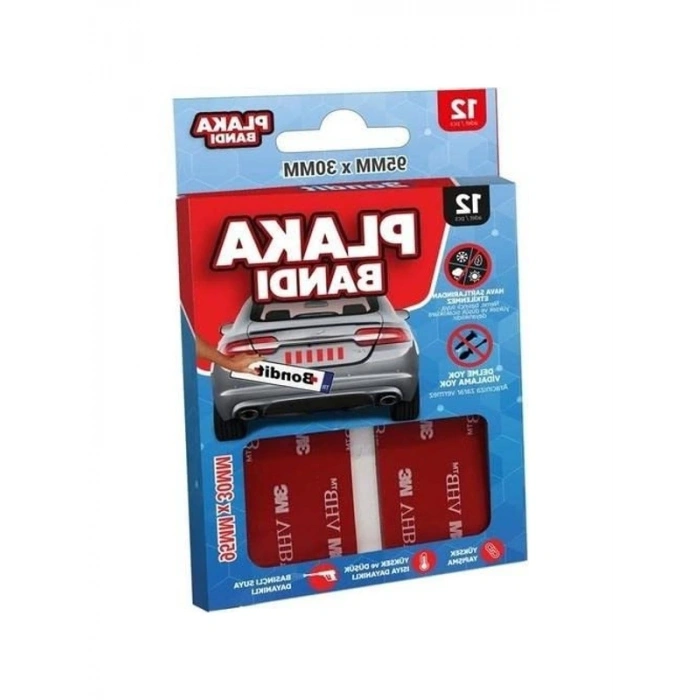 Çift Taraflı Bant Seti, 12 Adet, Plakalık Yapıştırma için