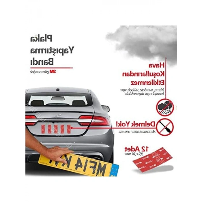 Çift Taraflı Bant Seti, 12 Adet, Plakalık Yapıştırma için
