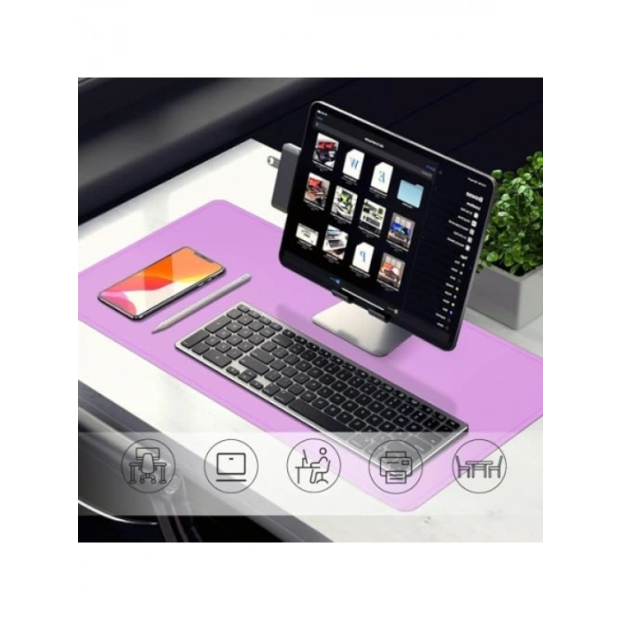 Çift Taraflı Deri Mouse Pad, 60x30 cm, Kaymaz ve Suya Dayanıklı