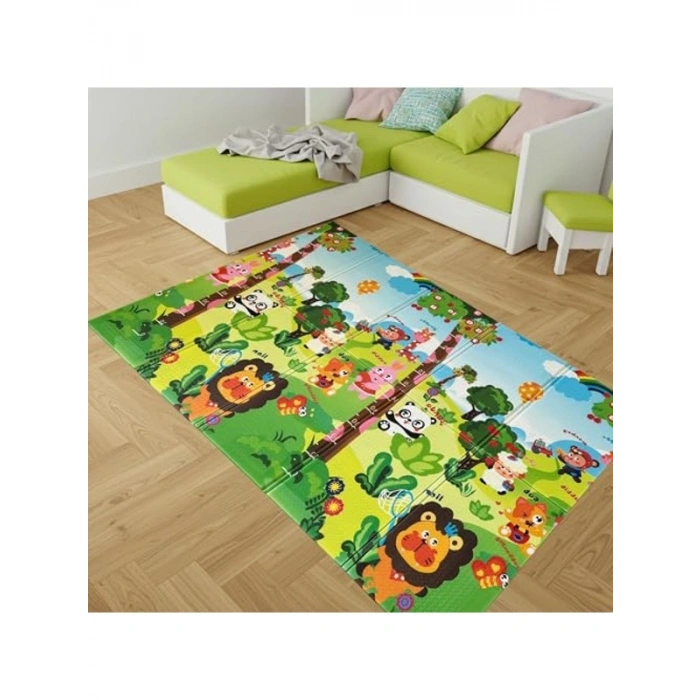 Çift Taraflı Katlanabilir Oyun Halısı ve Mat, 180x150 cm